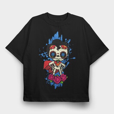 Sugar Skull Superhero, Tricou Oversize Barbati (Unisex)