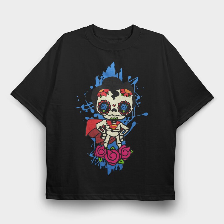 Sugar Skull Superhero, Tricou Oversize Barbati (Unisex)