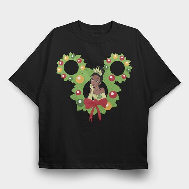 Tiana Holiday Wreath, Tricou Oversize Barbati (Unisex)