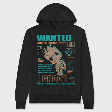 Wanted Bounty Hunter Groot, Hanorac Oversize Barbati (Unisex)