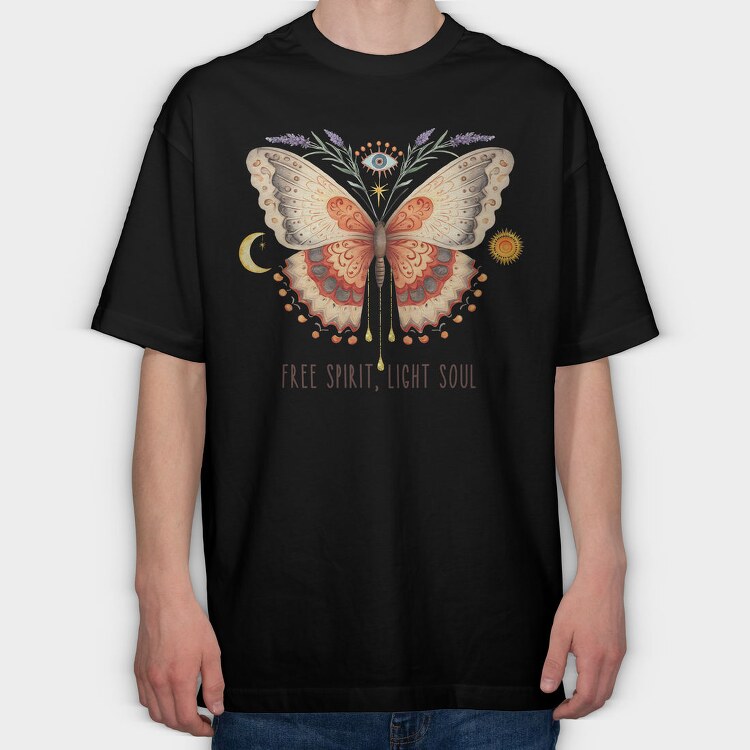 Free Spirit Light Soul, Tricou Oversize Barbati (Unisex)