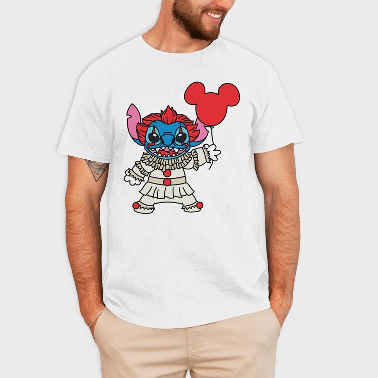 Stitch Clown Balloon, Tricou Barbati (Unisex)