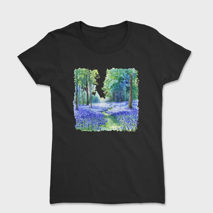 Forest Blue Bell Flowers, Tricou Femei