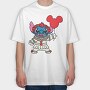 Stitch Clown Balloon, Tricou Oversize Barbati (Unisex)