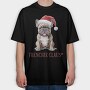 Frenchie Christmas Hat, Tricou Oversize Barbati (Unisex)