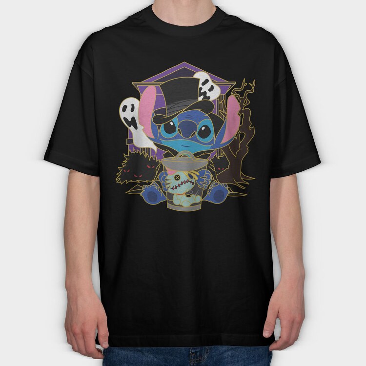 Stitch Ghost Halloween, Tricou Oversize Barbati (Unisex)