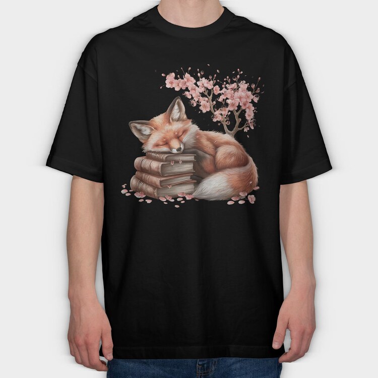 Fox Books Cherry Blossoms, Tricou Oversize Barbati (Unisex)