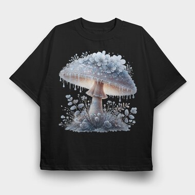 Frosty Mushroom Flowers, Tricou Oversize Barbati (Unisex)