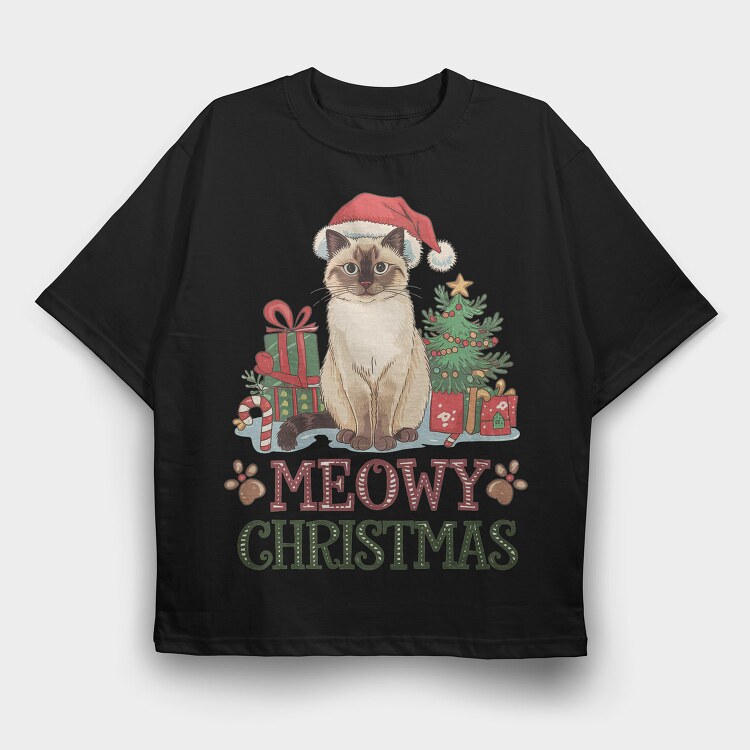 Funny Cat Christmas, Tricou Oversize Barbati (Unisex)