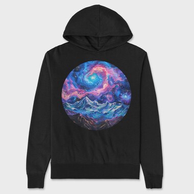 Galactic Mountain Night, Hanorac Oversize Barbati (Unisex)