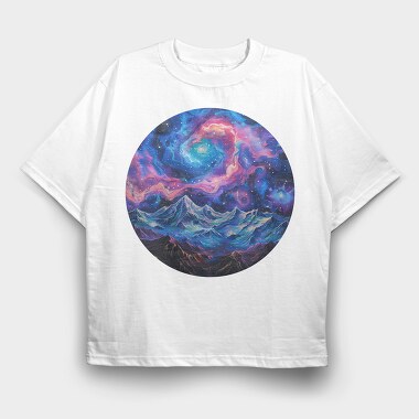 Galactic Mountain Night, Tricou Oversize Barbati (Unisex)