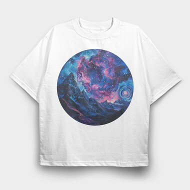 Galactic Mountain Spiral, Tricou Oversize Barbati (Unisex)