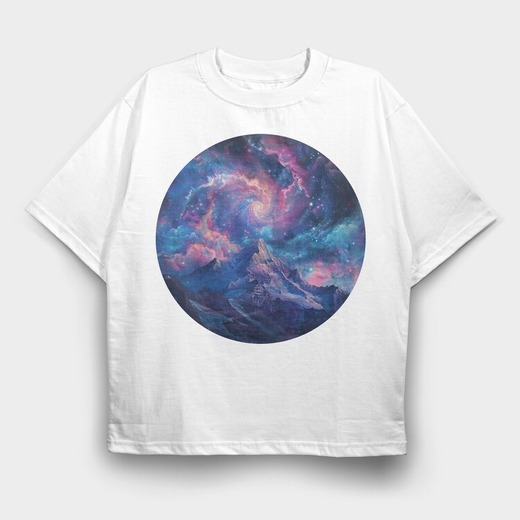 Galactic Mountain Sublimation, Tricou Oversize Barbati (Unisex)