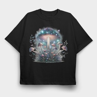 Galactic Mushroom Glow, Tricou Oversize Barbati (Unisex)