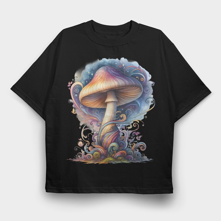 Galactic Mushroom Swirl, Tricou Oversize Barbati (Unisex)