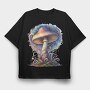 Galactic Mushroom Swirl, Tricou Oversize Barbati (Unisex)