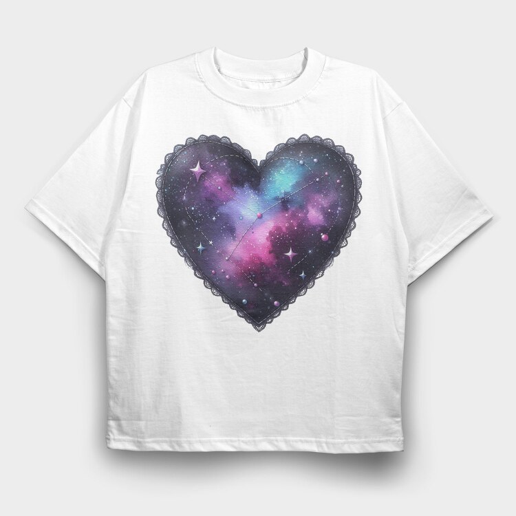Galaxy Heart Sublimation, Tricou Oversize Barbati (Unisex)