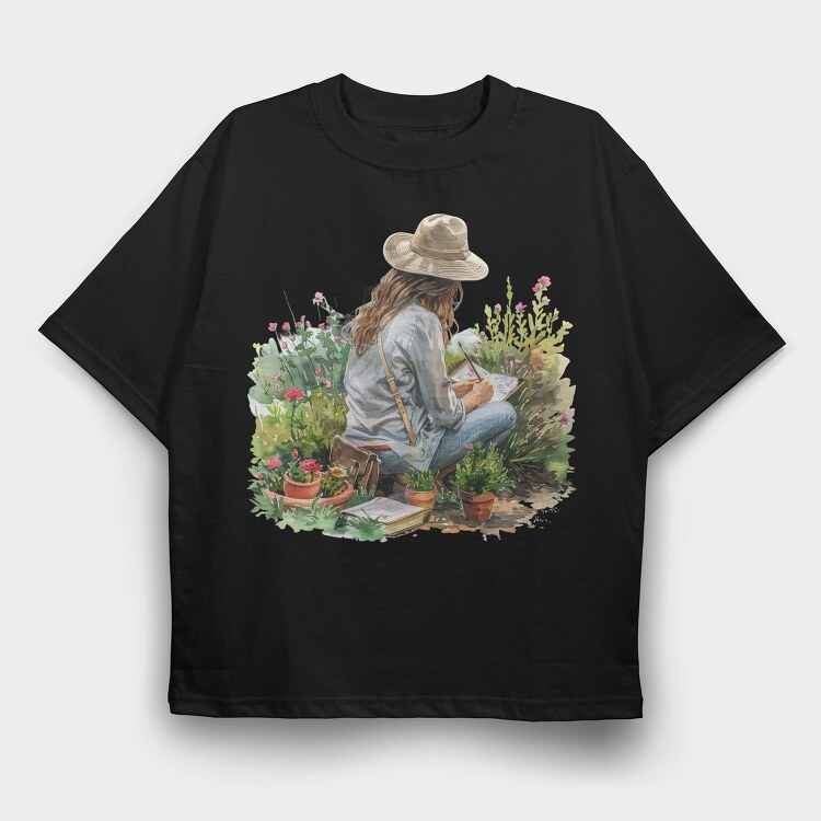 Gardener Flowers Garden, Tricou Oversize Barbati (Unisex)
