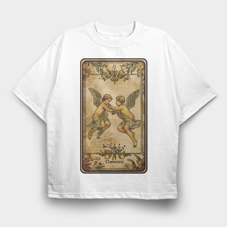 Gemini Angel Pair, Tricou Oversize Barbati (Unisex)