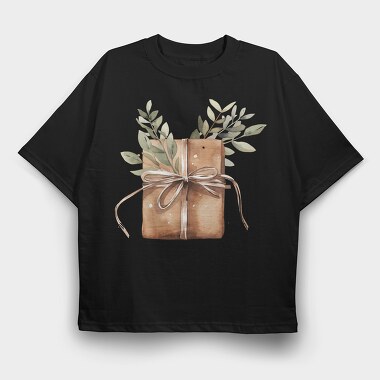 Gift Box With Leaves, Tricou Oversize Barbati (Unisex)