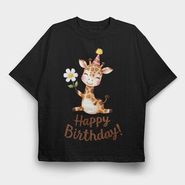 Giraffe Party Hat, Tricou Oversize Barbati (Unisex)