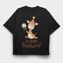 Giraffe Party Hat, Tricou Oversize Barbati (Unisex)