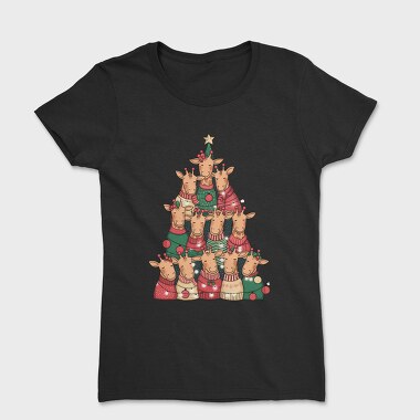Giraffes Christmas Tree, Tricou Femei