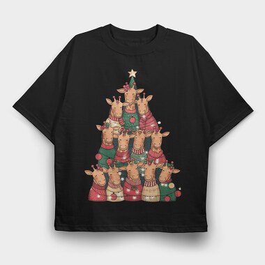 Giraffes Christmas Tree, Tricou Oversize Barbati (Unisex)