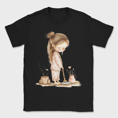 Girl Cleaning Broom, Tricou Barbati (Unisex)