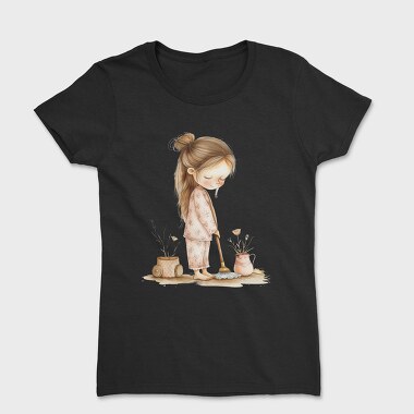 Girl Cleaning Broom, Tricou Femei