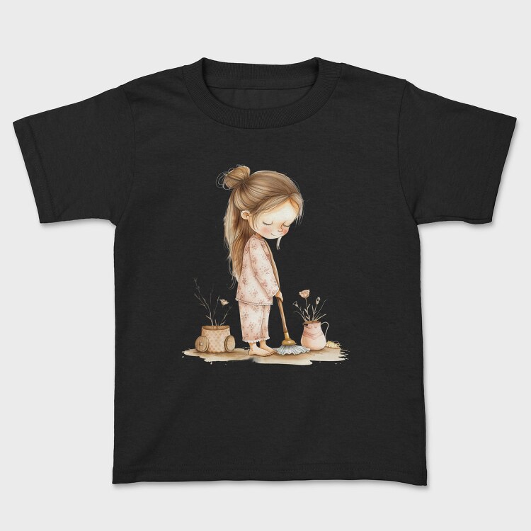 Girl Cleaning Broom, Tricou Copii