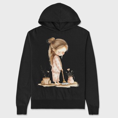 Girl Cleaning Broom, Hanorac Oversize Barbati (Unisex)