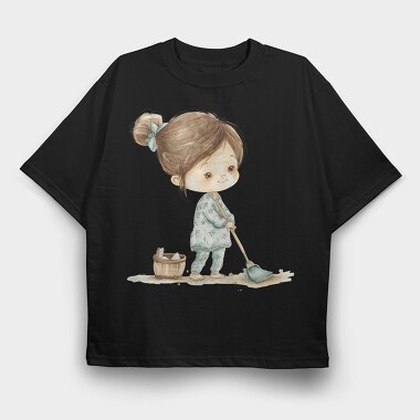 Girl Cleaning Brush, Tricou Oversize Barbati (Unisex)