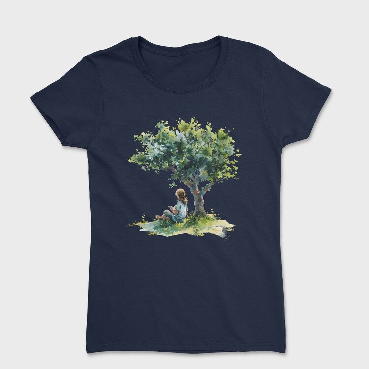 Girl Reading Tree, Tricou Femei