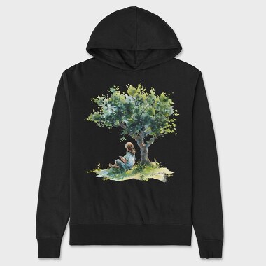 Girl Reading Tree, Hanorac Oversize Barbati (Unisex)