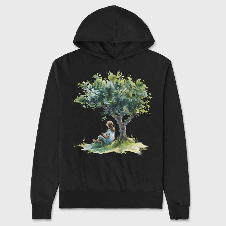 Girl Reading Tree, Hanorac Oversize Barbati (Unisex)