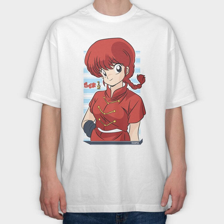 Ranma Half Red, Tricou Oversize Barbati (Unisex)