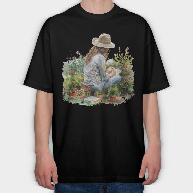 Gardener Flowers Garden, Tricou Oversize Barbati (Unisex)