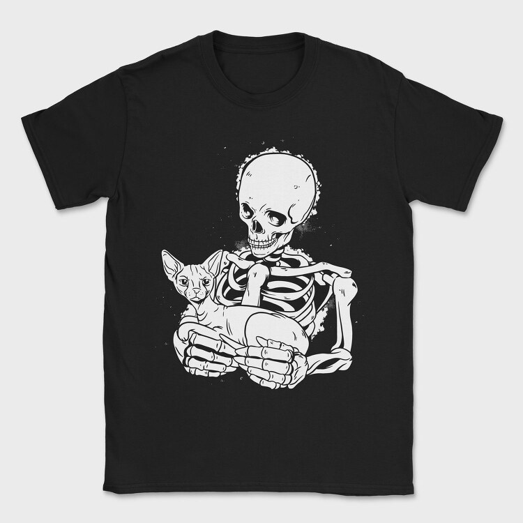 Skull With Cat, Tricou Barbati (Unisex)