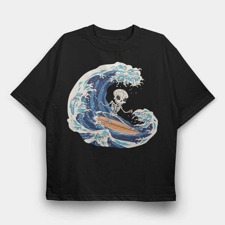 Skull Surfing, Tricou Oversize Barbati (Unisex)