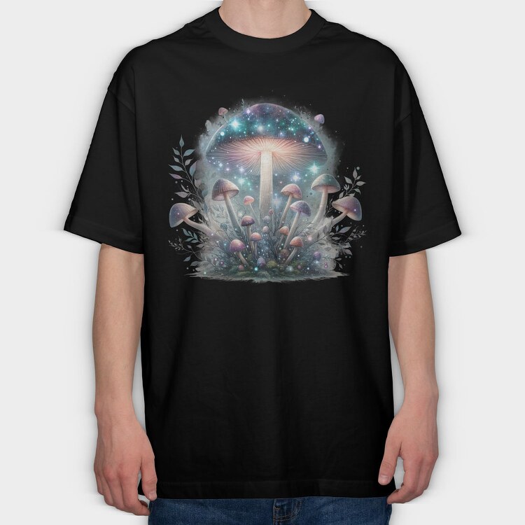 Galactic Mushroom Glow, Tricou Oversize Barbati (Unisex)