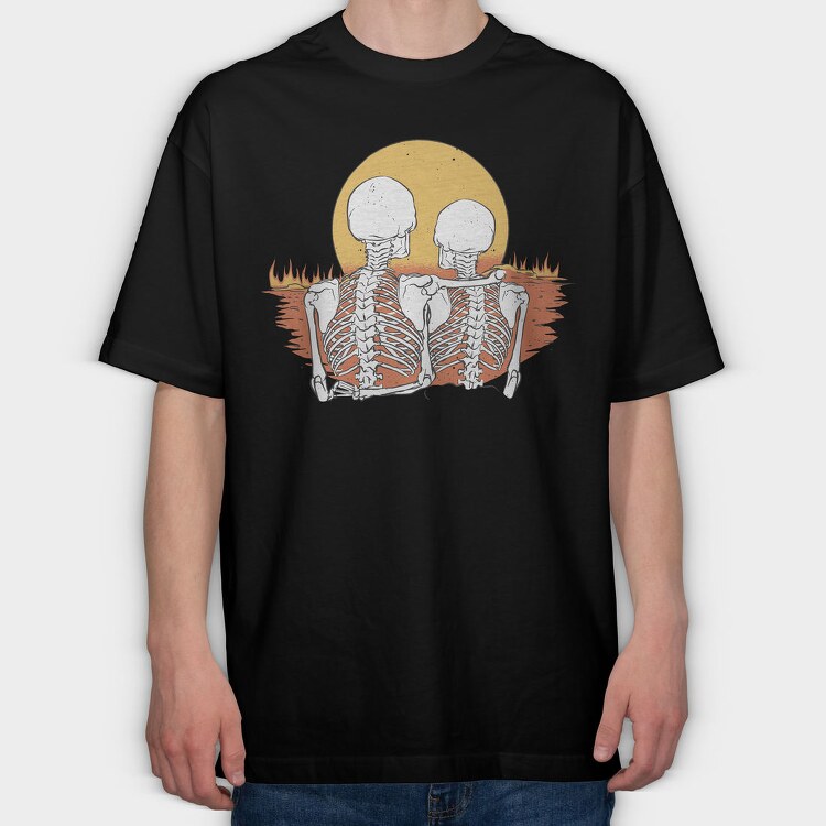 Skeletons Love Sunset, Tricou Oversize Barbati (Unisex)