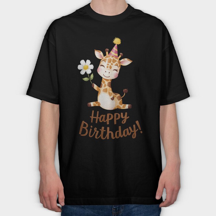 Giraffe Party Hat, Tricou Oversize Barbati (Unisex)