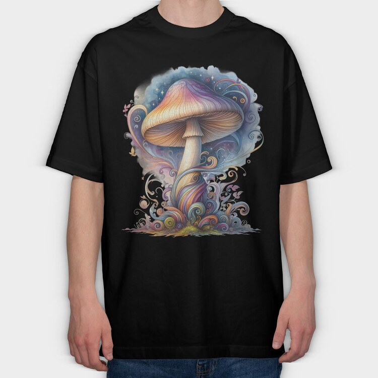 Galactic Mushroom Swirl, Tricou Oversize Barbati (Unisex)