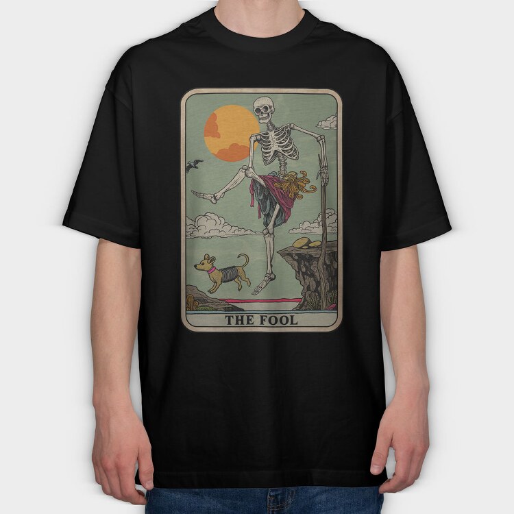 Funny Skeleton Card, Tricou Oversize Barbati (Unisex)