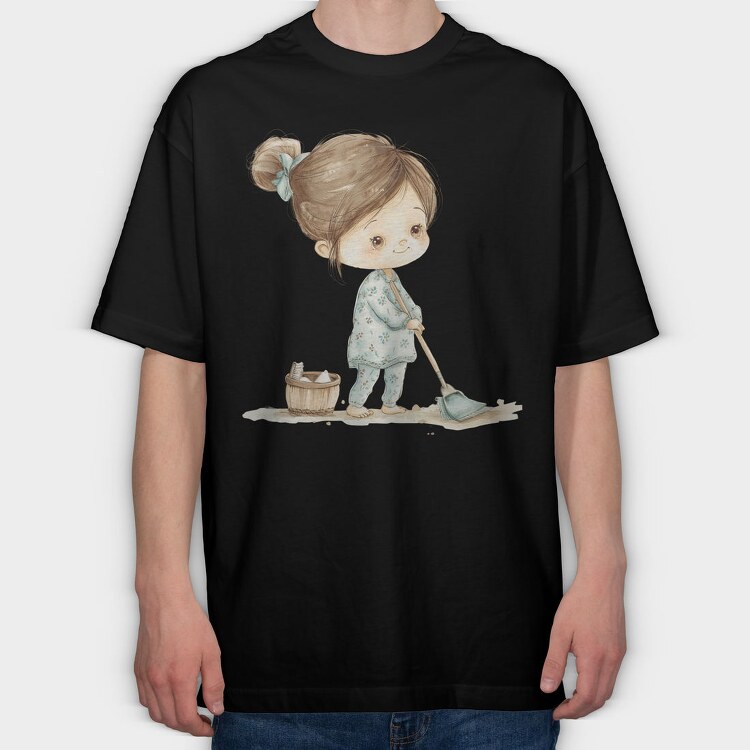 Girl Cleaning Brush, Tricou Oversize Barbati (Unisex)