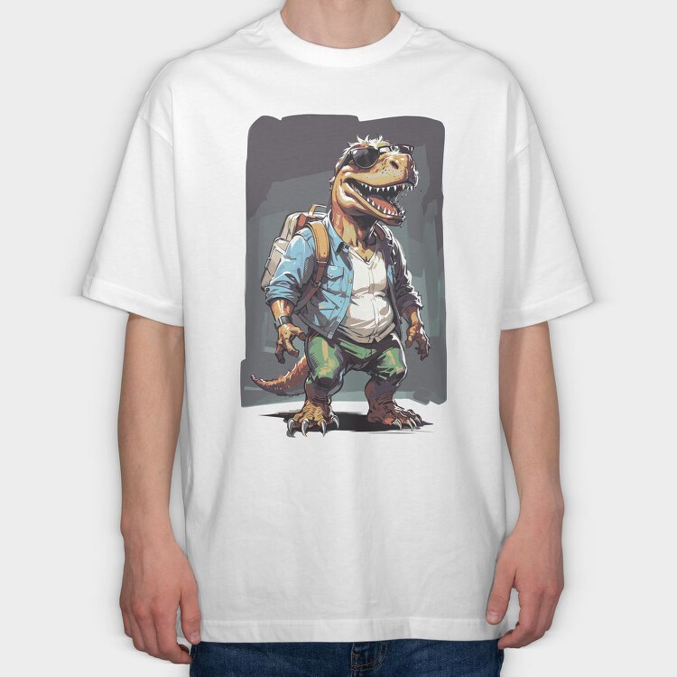 Adventurous Dinosaur T Rex, Tricou Oversize Barbati (Unisex)