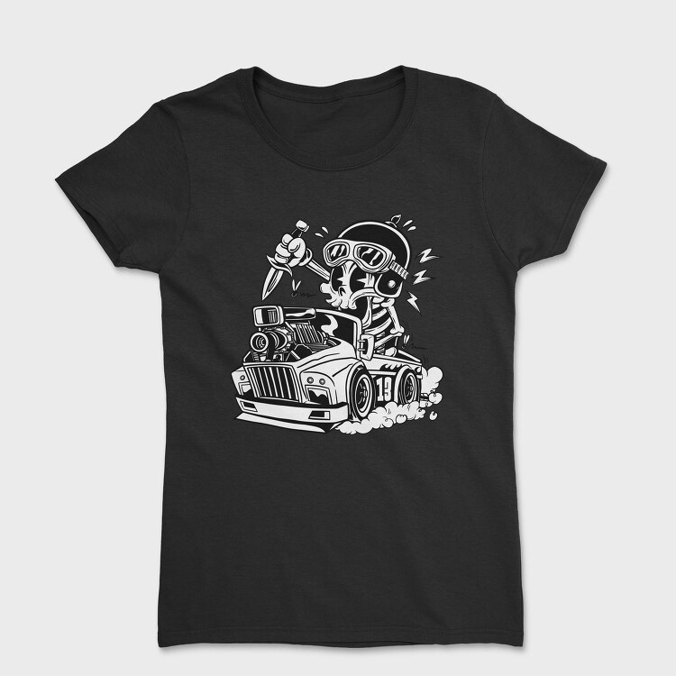 Skull Car Cartoon, Tricou Femei