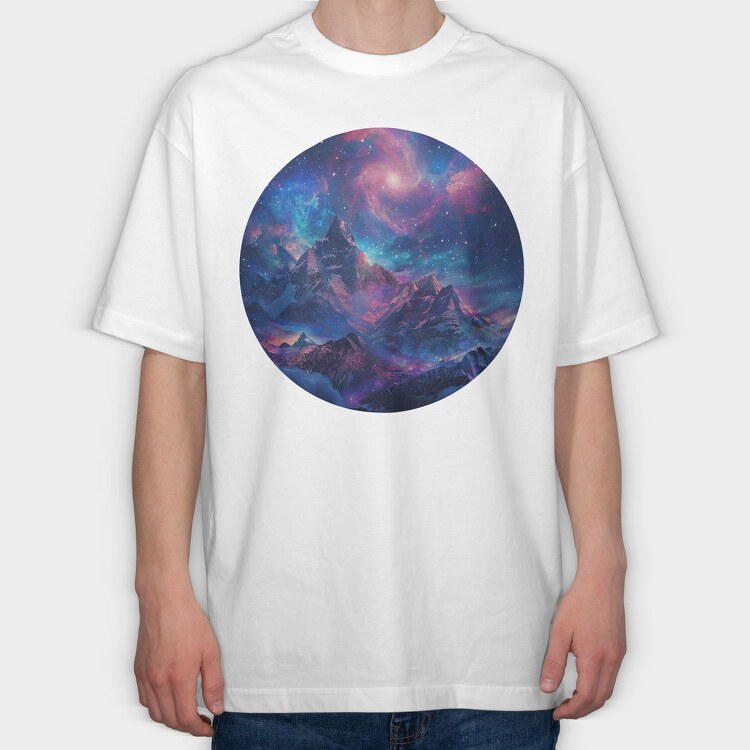 Galactic Peaks Spiral, Tricou Oversize Barbati (Unisex)