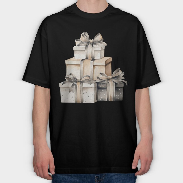 Gift Boxes Stack, Tricou Oversize Barbati (Unisex)